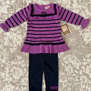 NWT! Juicy baby girls' striped sweater with legging